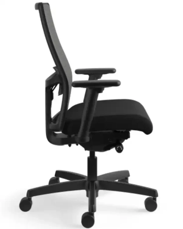 HON Ignition 2.0 Mid-Back Task Chair | Charcoal 4-way stretch Mesh Back | Easy Assembly | Black Fabric | Black Frame - Image 2